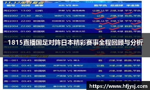 1815直播国足对阵日本精彩赛事全程回顾与分析